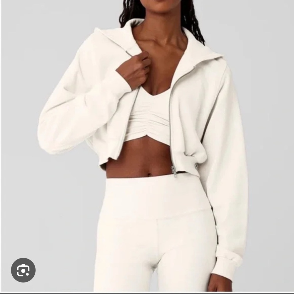 ALO Yoga Breakaway Cream Zip-Up Hoodie